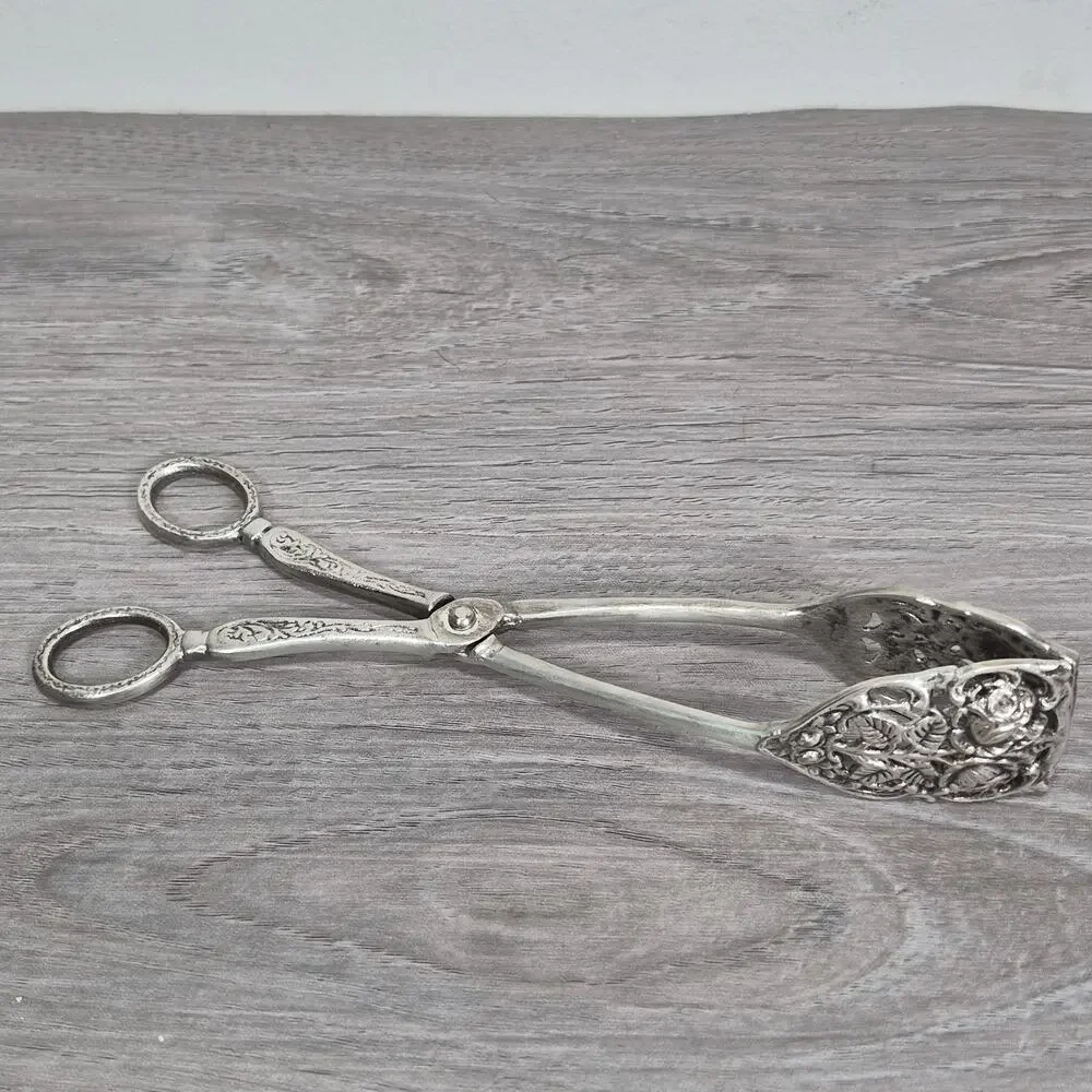 Vintage Hildesheimer Rose Silver Plate Asparagus Pastry Tongs Art Deco